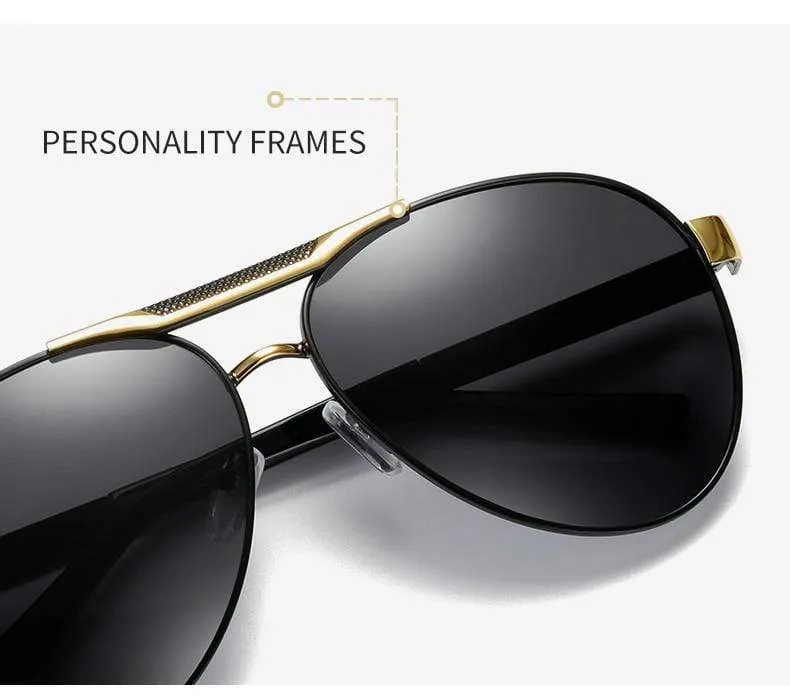 Polarisierte Sonnenbrille für Herren für Sport im Freien, Autofahren, Polaroid-Sonnenbrille, Herren, Piloten-Sonnenbrille mit Metallrahmen, Gafas De