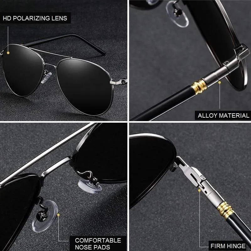 Polarisierte Sonnenbrille für Herren und Damen, Vintage-Sonnenbrille für Autofahrer, Pilotenbrille, Markendesigner, schwarze Sonnenbrille für Herren und Damen, UV400