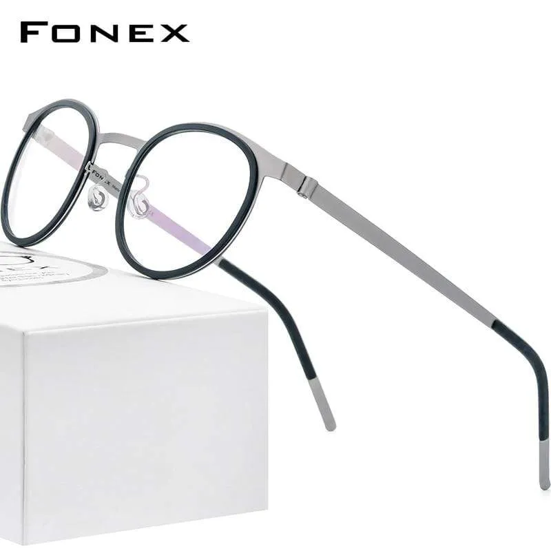 Acetate Titanium Alloy Eyeglasses Frame Männer Frauen Round Prescription Myopia Optische Brille Korean Screwless Eyewear 98625