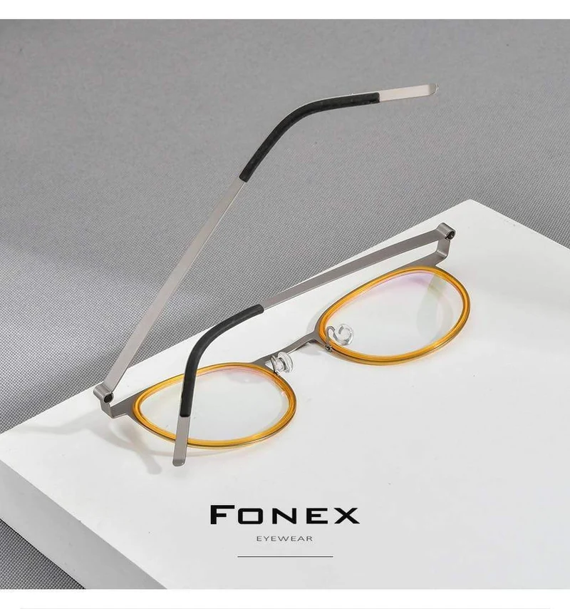 Acetate Titanium Alloy Eyeglasses Frame Männer Frauen Round Prescription Myopia Optische Brille Korean Screwless Eyewear 98625