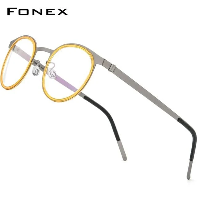 Acetate Titanium Alloy Eyeglasses Frame Männer Frauen Round Prescription Myopia Optische Brille Korean Screwless Eyewear 98625