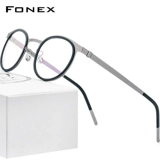 Acetate Titanium Alloy Eyeglasses Frame Männer Frauen Round Prescription Myopia Optische Brille Korean Screwless Eyewear 98625