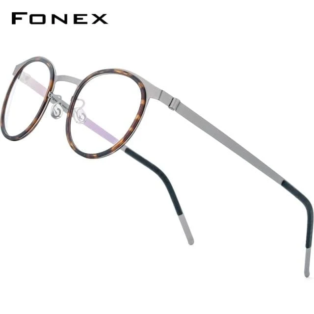 Acetate Titanium Alloy Eyeglasses Frame Männer Frauen Round Prescription Myopia Optische Brille Korean Screwless Eyewear 98625