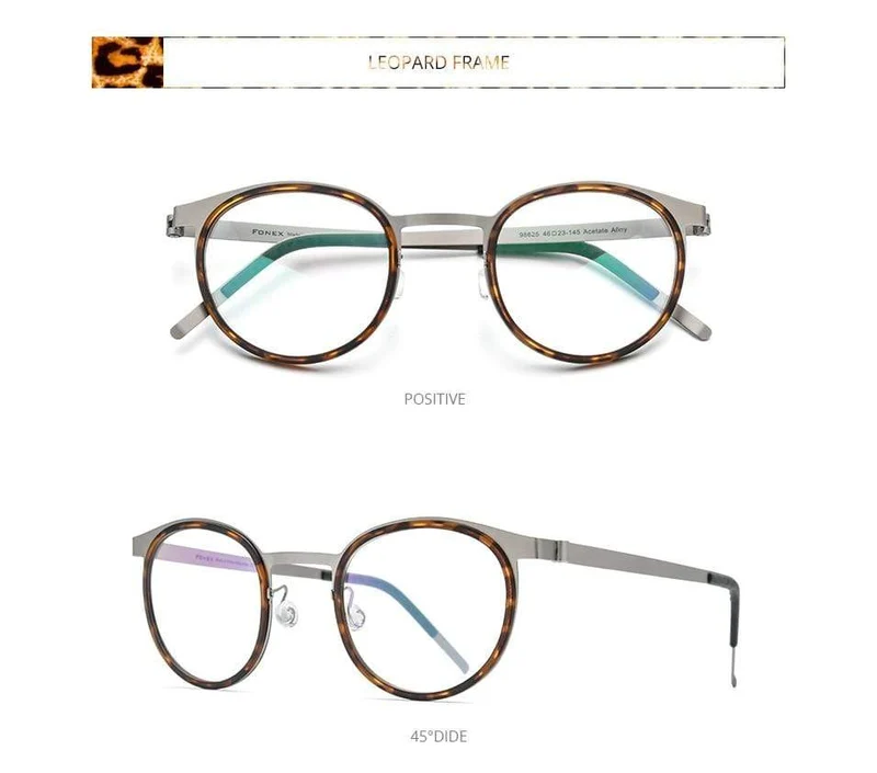 Acetate Titanium Alloy Eyeglasses Frame Männer Frauen Round Prescription Myopia Optische Brille Korean Screwless Eyewear 98625