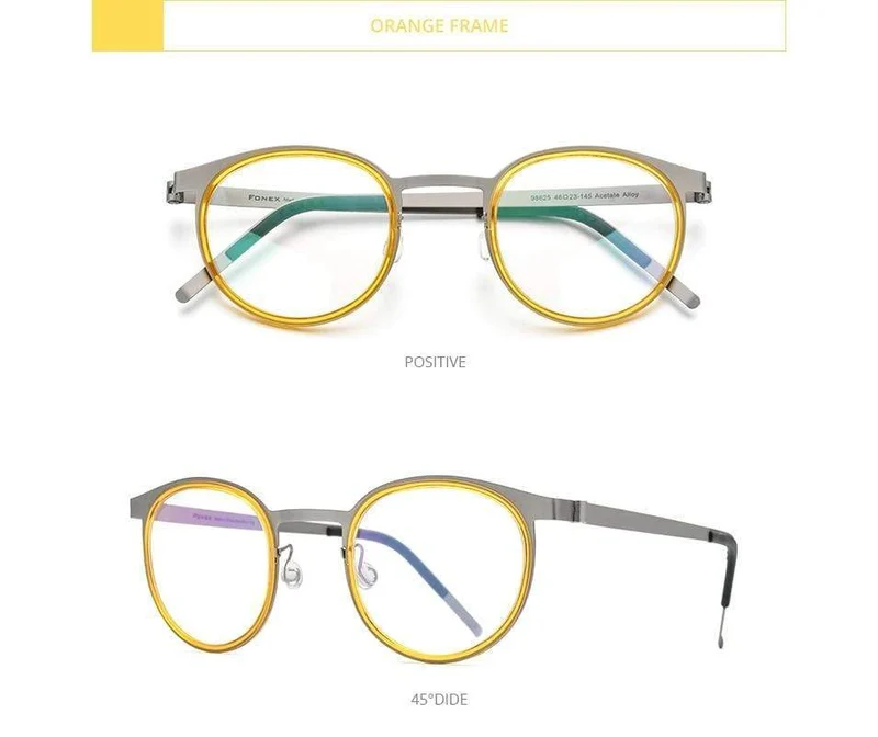 Acetate Titanium Alloy Eyeglasses Frame Männer Frauen Round Prescription Myopia Optische Brille Korean Screwless Eyewear 98625