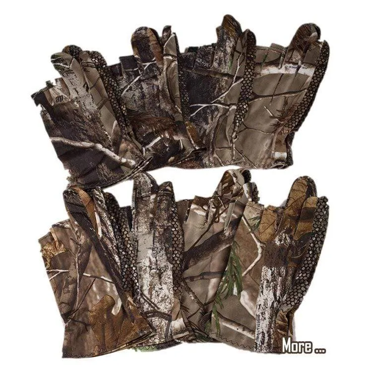 Angelhandschuhe Camouflage Anti-Rutsch elastische dünne Fäustlinge 3 Finger geschnitten Camping Radfahren Jagd Halbfingerhandschuhe