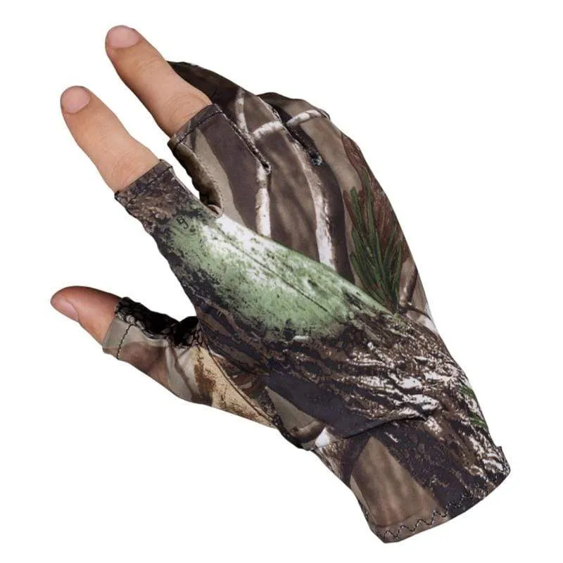 Angelhandschuhe Camouflage Anti-Rutsch elastische dünne Fäustlinge 3 Finger geschnitten Camping Radfahren Jagd Halbfingerhandschuhe