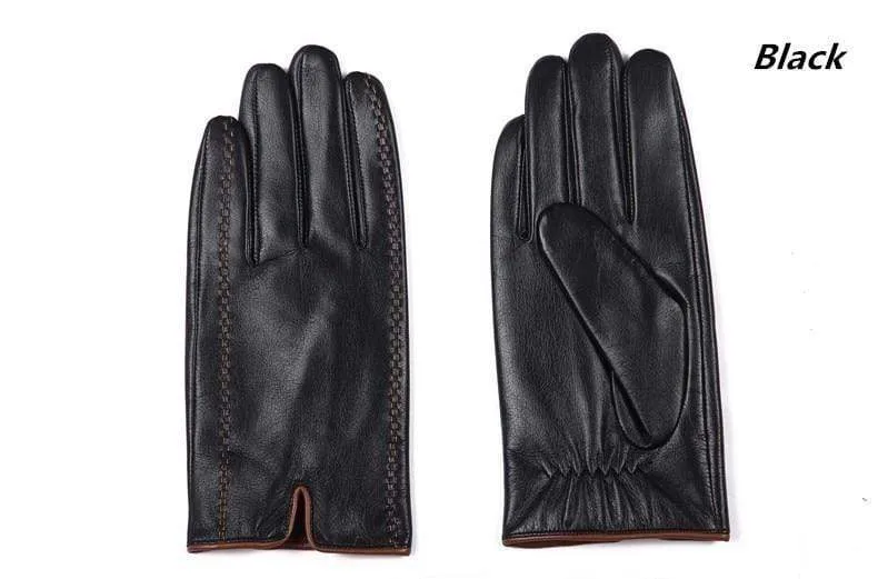 Winter herren Echte Lederhandschuhe Neue Marke Touchscreen Handschuhe Mode Warme Schwarze Handschuhe Ziegenleder Fäustlinge GSM012