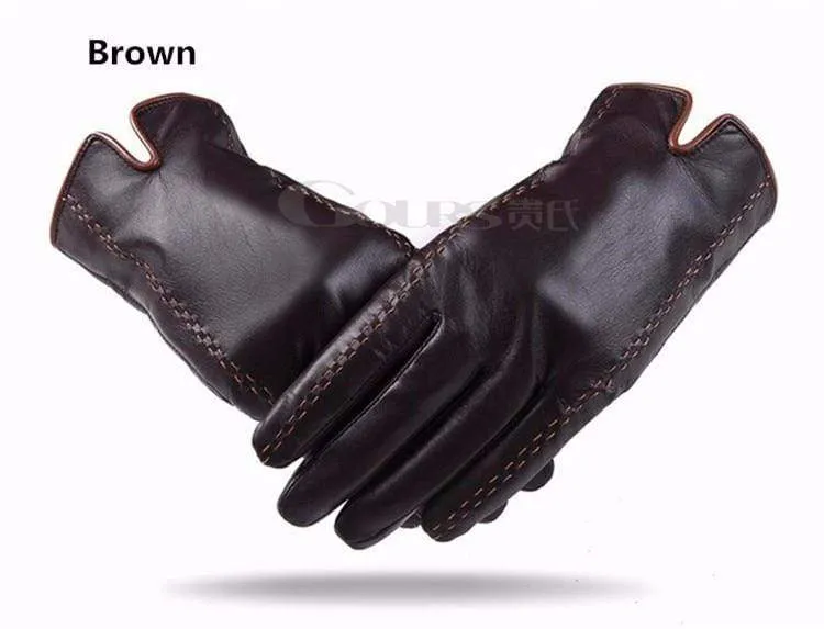 Winter herren Echte Lederhandschuhe Neue Marke Touchscreen Handschuhe Mode Warme Schwarze Handschuhe Ziegenleder Fäustlinge GSM012