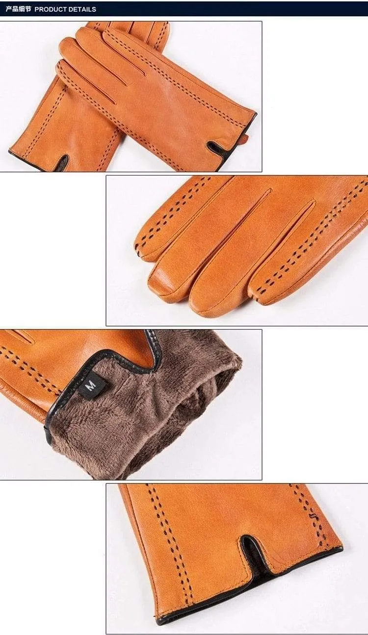 Winter herren Echte Lederhandschuhe Neue Marke Touchscreen Handschuhe Mode Warme Schwarze Handschuhe Ziegenleder Fäustlinge GSM012