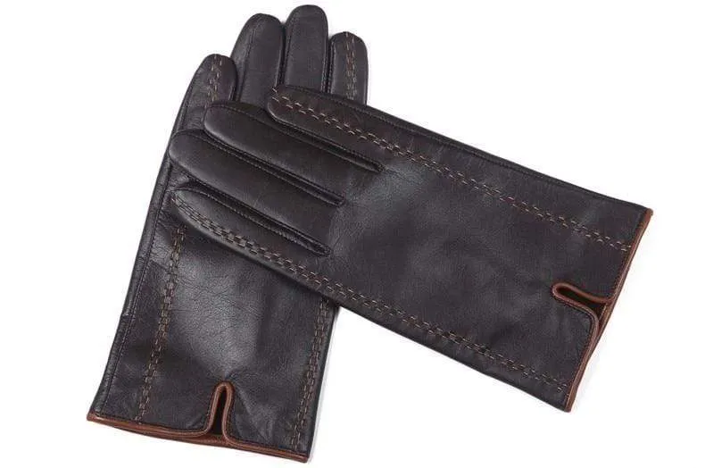 Winter herren Echte Lederhandschuhe Neue Marke Touchscreen Handschuhe Mode Warme Schwarze Handschuhe Ziegenleder Fäustlinge GSM012