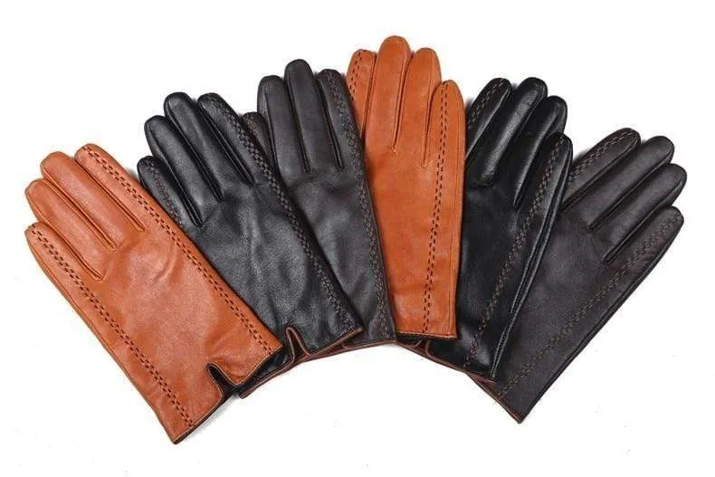 Winter herren Echte Lederhandschuhe Neue Marke Touchscreen Handschuhe Mode Warme Schwarze Handschuhe Ziegenleder Fäustlinge GSM012