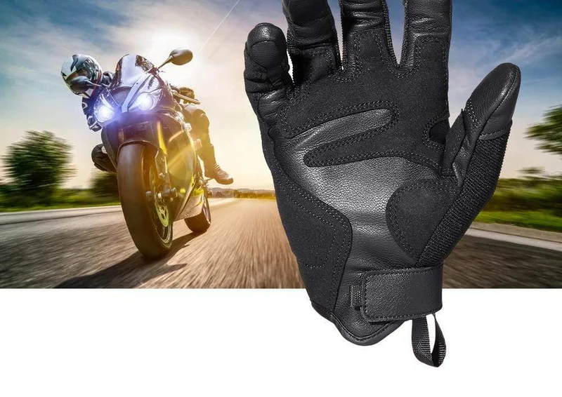 Schwarz Moto Motocross Handschuh Männer Leder Motorrad Vollfinger Handschuhe Radfahren Fahrrad Reiten BMX Enduro Arbeit Fäustlinge Sommer
