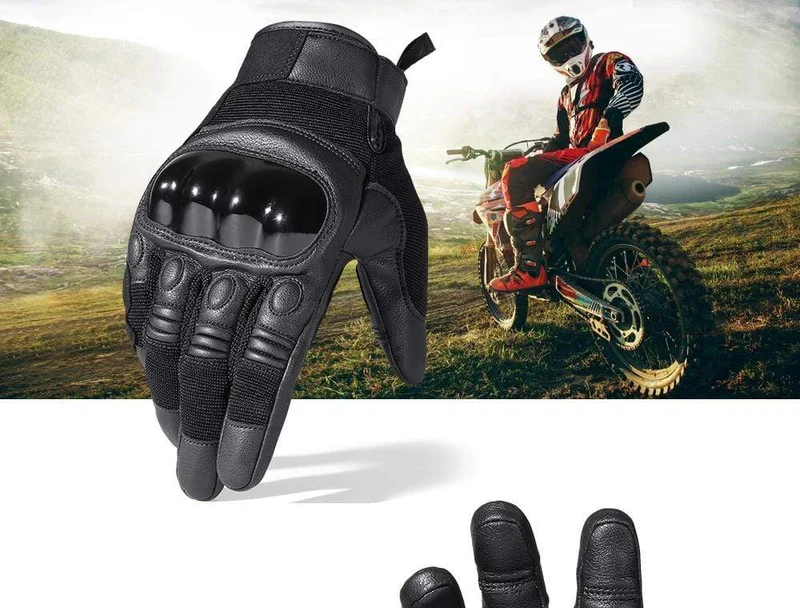 Schwarz Moto Motocross Handschuh Männer Leder Motorrad Vollfinger Handschuhe Radfahren Fahrrad Reiten BMX Enduro Arbeit Fäustlinge Sommer