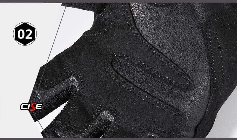 Schwarz Moto Motocross Handschuh Männer Leder Motorrad Vollfinger Handschuhe Radfahren Fahrrad Reiten BMX Enduro Arbeit Fäustlinge Sommer