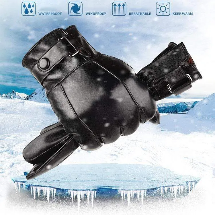 Herren Winter Warme Mode Wasserdichte Handschuhe Männer Kunstleder Autofahrerhandschuhe Dünne Lederhandschuhe für Touchscreen Braun Guantes