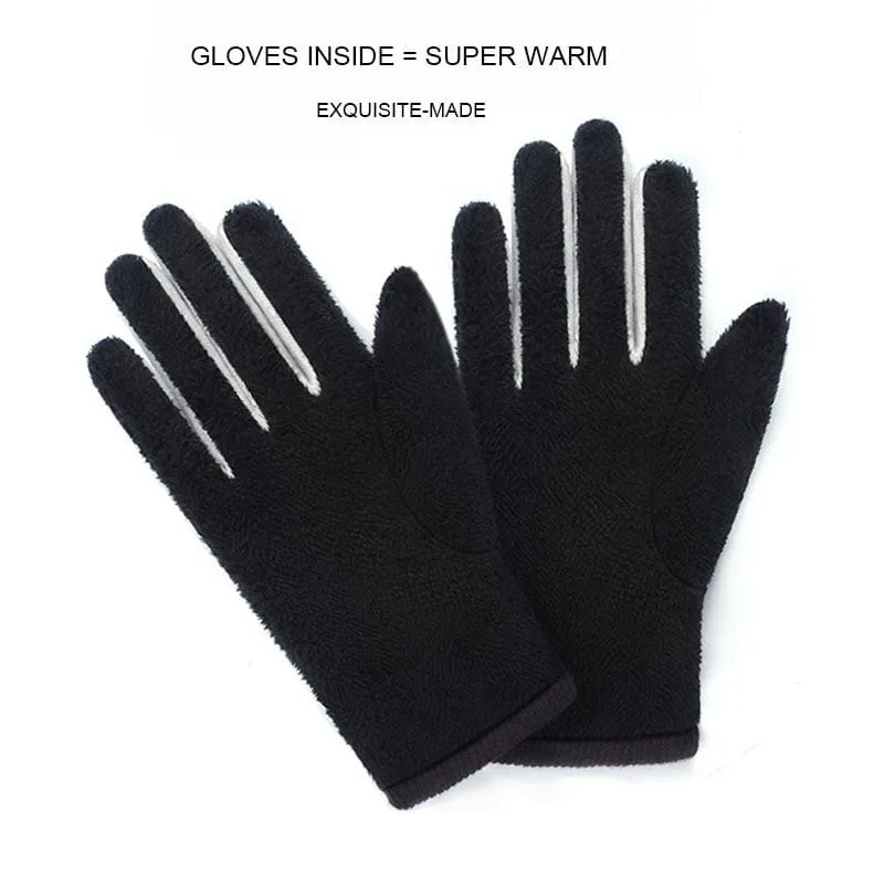 Herren Winter Warme Mode Wasserdichte Handschuhe Männer Kunstleder Autofahrerhandschuhe Dünne Lederhandschuhe für Touchscreen Braun Guantes