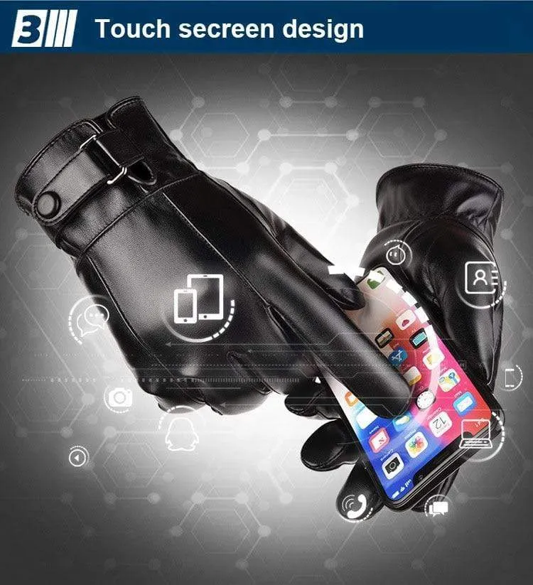 Herren Winter Warme Mode Wasserdichte Handschuhe Männer Kunstleder Autofahrerhandschuhe Dünne Lederhandschuhe für Touchscreen Braun Guantes