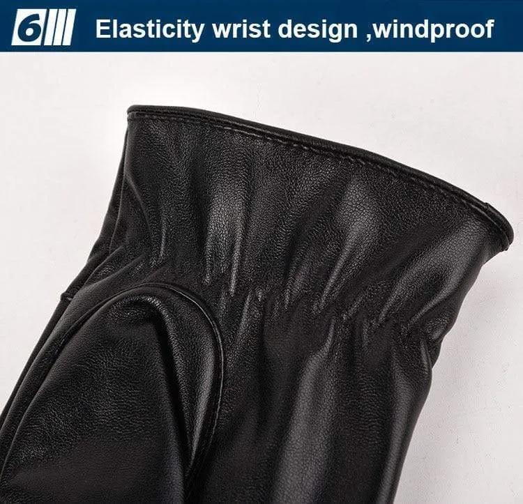 Herren Winter Warme Mode Wasserdichte Handschuhe Männer Kunstleder Autofahrerhandschuhe Dünne Lederhandschuhe für Touchscreen Braun Guantes