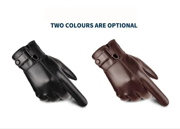 Herren Winter Warme Mode Wasserdichte Handschuhe Männer Kunstleder Autofahrerhandschuhe Dünne Lederhandschuhe für Touchscreen Braun Guantes