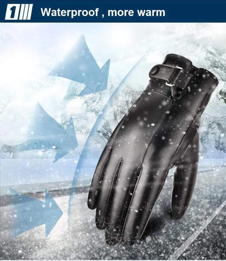 Herren Winter Warme Mode Wasserdichte Handschuhe Männer Kunstleder Autofahrerhandschuhe Dünne Lederhandschuhe für Touchscreen Braun Guantes