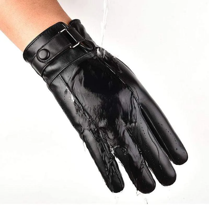 Herren Winter Warme Mode Wasserdichte Handschuhe Männer Kunstleder Autofahrerhandschuhe Dünne Lederhandschuhe für Touchscreen Braun Guantes