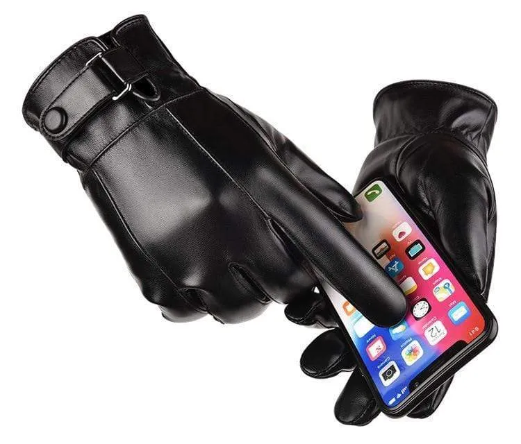 Herren Winter Warme Mode Wasserdichte Handschuhe Männer Kunstleder Autofahrerhandschuhe Dünne Lederhandschuhe für Touchscreen Braun Guantes