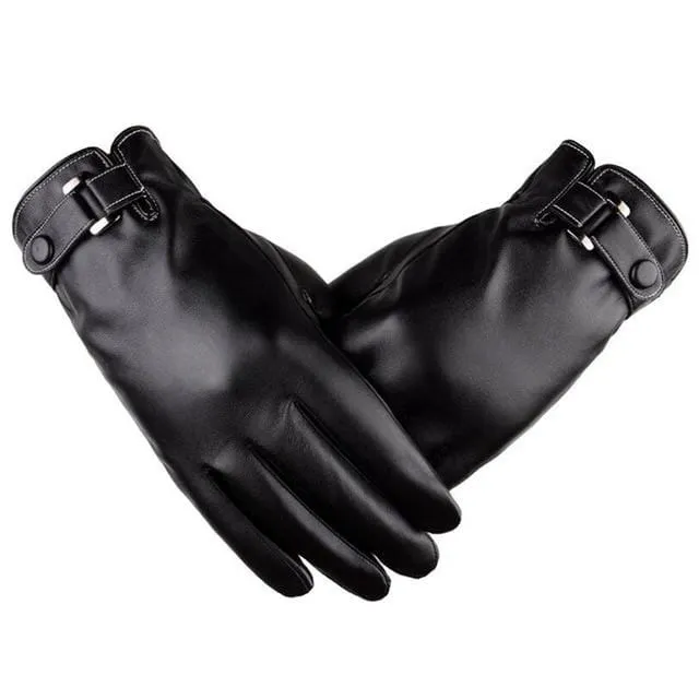 Herren Winter Warme Mode Wasserdichte Handschuhe Männer Kunstleder Autofahrerhandschuhe Dünne Lederhandschuhe für Touchscreen Braun Guantes