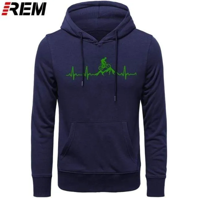 Hoodies Mountainbike Herzschlag Lustige MTB Dirt Bike Plus Benutzerdefinierte Langarm Herren Mode Familie Baumwolle Hoodies, Sweatshirts