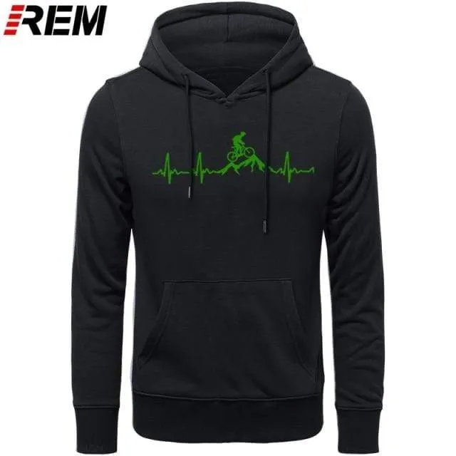 Hoodies Mountainbike Herzschlag Lustige MTB Dirt Bike Plus Benutzerdefinierte Langarm Herren Mode Familie Baumwolle Hoodies, Sweatshirts