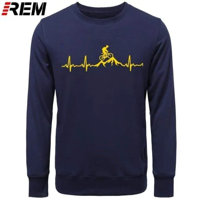 Hoodies Mountainbike Herzschlag Lustige MTB Dirt Bike Plus Benutzerdefinierte Langarm Herren Mode Familie Baumwolle Hoodies, Sweatshirts