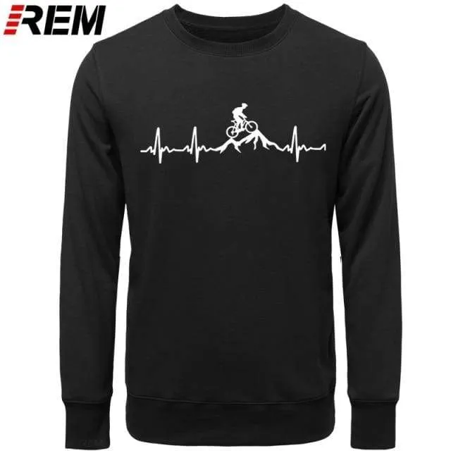 Hoodies Mountainbike Herzschlag Lustige MTB Dirt Bike Plus Benutzerdefinierte Langarm Herren Mode Familie Baumwolle Hoodies, Sweatshirts