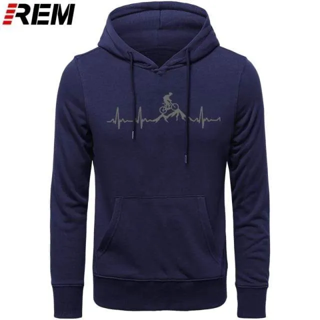 Hoodies Mountainbike Herzschlag Lustige MTB Dirt Bike Plus Benutzerdefinierte Langarm Herren Mode Familie Baumwolle Hoodies, Sweatshirts