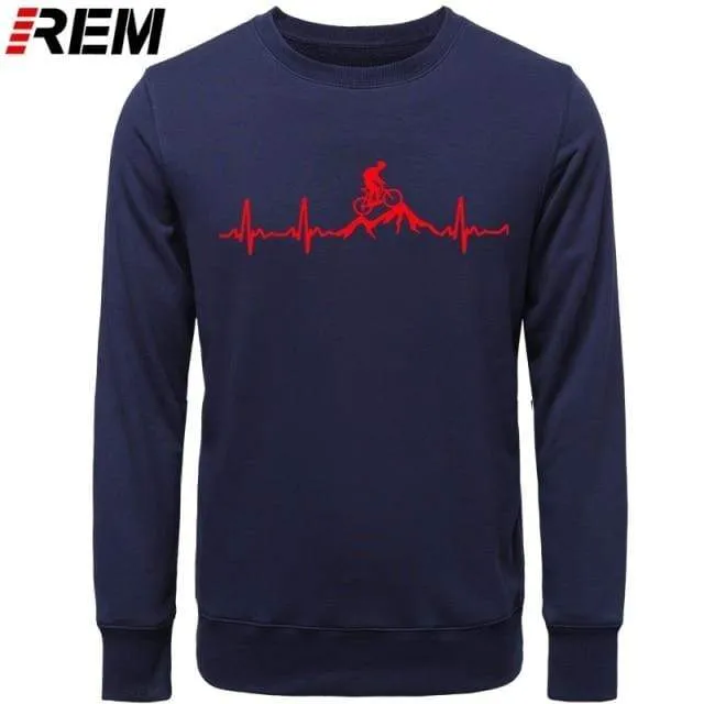 Hoodies Mountainbike Herzschlag Lustige MTB Dirt Bike Plus Benutzerdefinierte Langarm Herren Mode Familie Baumwolle Hoodies, Sweatshirts