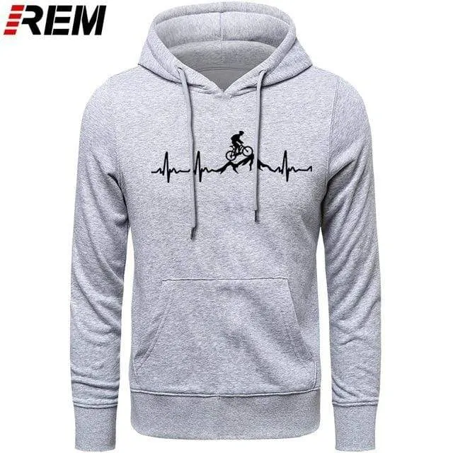 Hoodies Mountainbike Herzschlag Lustige MTB Dirt Bike Plus Benutzerdefinierte Langarm Herren Mode Familie Baumwolle Hoodies, Sweatshirts