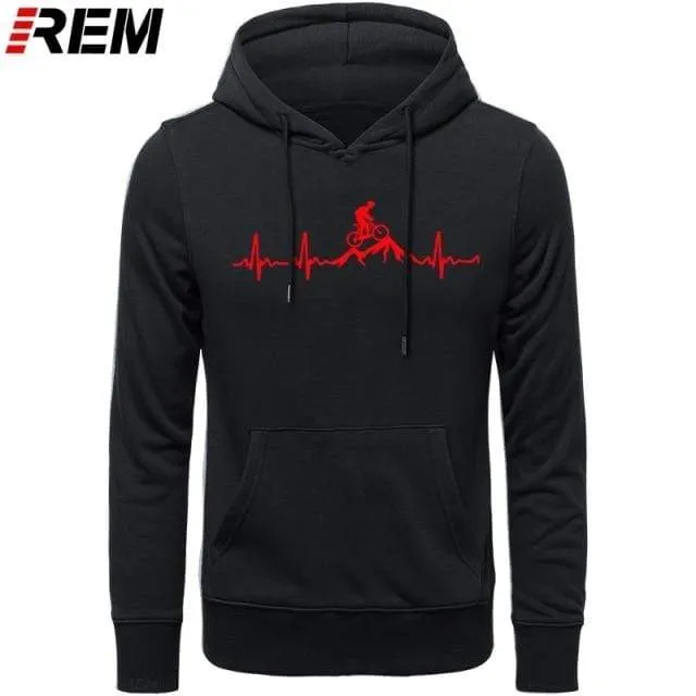 Hoodies Mountainbike Herzschlag Lustige MTB Dirt Bike Plus Benutzerdefinierte Langarm Herren Mode Familie Baumwolle Hoodies, Sweatshirts