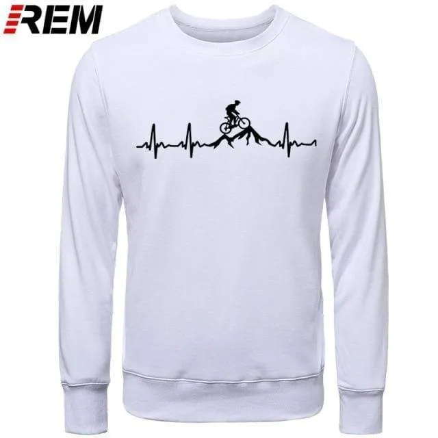 Hoodies Mountainbike Herzschlag Lustige MTB Dirt Bike Plus Benutzerdefinierte Langarm Herren Mode Familie Baumwolle Hoodies, Sweatshirts