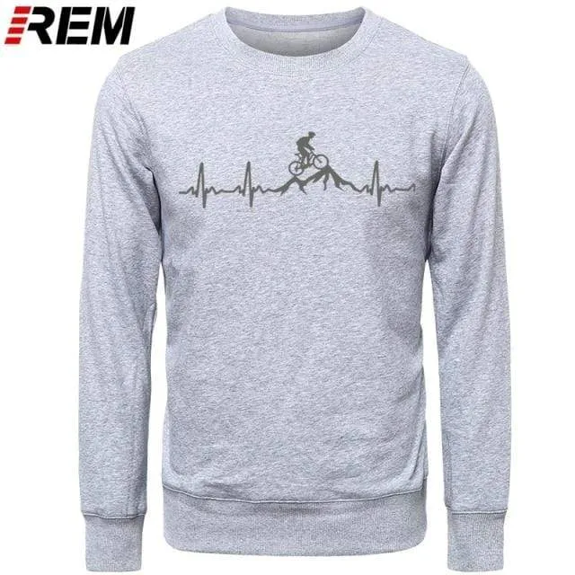 Hoodies Mountainbike Herzschlag Lustige MTB Dirt Bike Plus Benutzerdefinierte Langarm Herren Mode Familie Baumwolle Hoodies, Sweatshirts