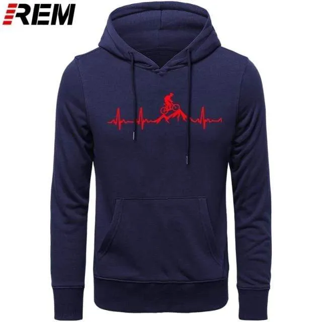Hoodies Mountainbike Herzschlag Lustige MTB Dirt Bike Plus Benutzerdefinierte Langarm Herren Mode Familie Baumwolle Hoodies, Sweatshirts