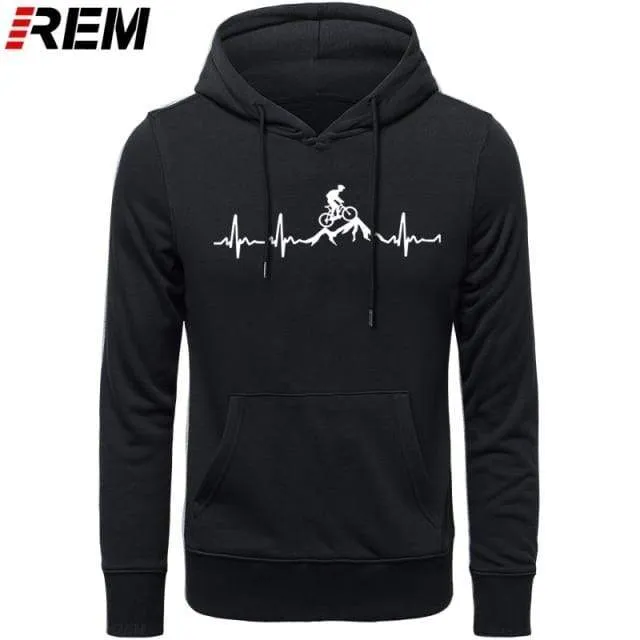 Hoodies Mountainbike Herzschlag Lustige MTB Dirt Bike Plus Benutzerdefinierte Langarm Herren Mode Familie Baumwolle Hoodies, Sweatshirts