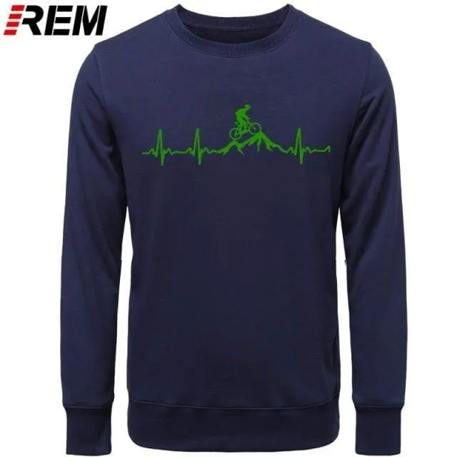 Hoodies Mountainbike Herzschlag Lustige MTB Dirt Bike Plus Benutzerdefinierte Langarm Herren Mode Familie Baumwolle Hoodies, Sweatshirts