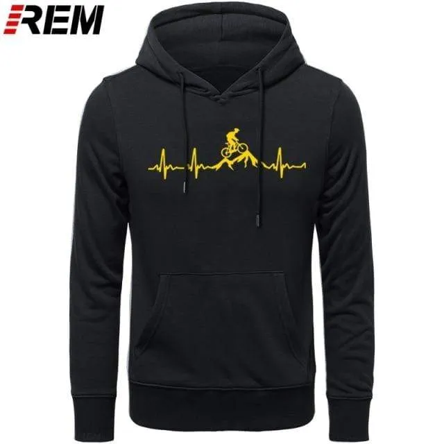 Hoodies Mountainbike Herzschlag Lustige MTB Dirt Bike Plus Benutzerdefinierte Langarm Herren Mode Familie Baumwolle Hoodies, Sweatshirts
