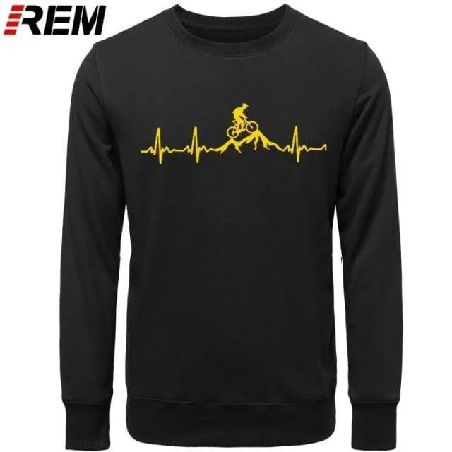 Hoodies Mountainbike Herzschlag Lustige MTB Dirt Bike Plus Benutzerdefinierte Langarm Herren Mode Familie Baumwolle Hoodies, Sweatshirts