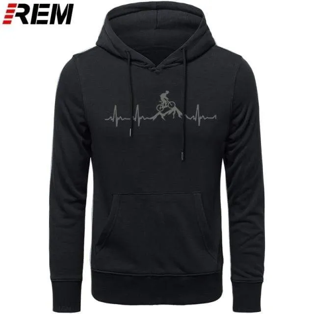 Hoodies Mountainbike Herzschlag Lustige MTB Dirt Bike Plus Benutzerdefinierte Langarm Herren Mode Familie Baumwolle Hoodies, Sweatshirts