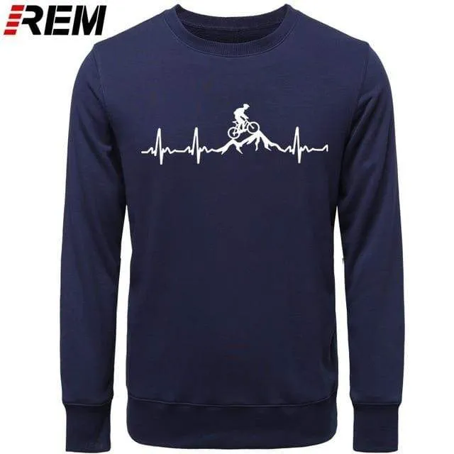 Hoodies Mountainbike Herzschlag Lustige MTB Dirt Bike Plus Benutzerdefinierte Langarm Herren Mode Familie Baumwolle Hoodies, Sweatshirts
