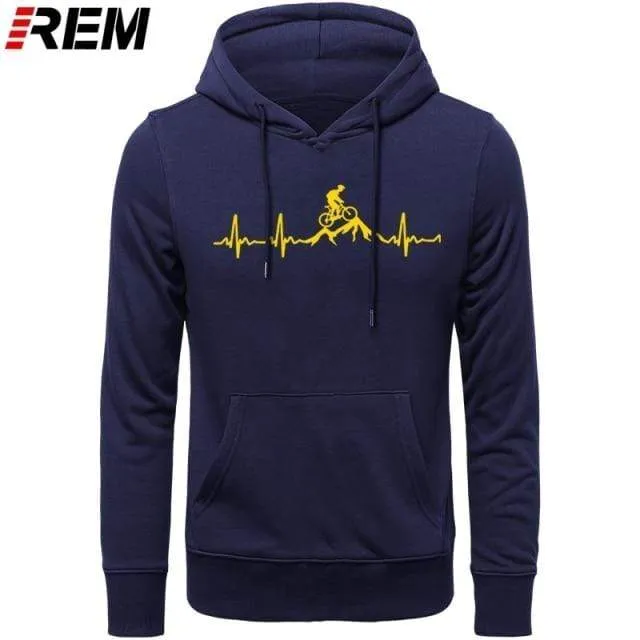 Hoodies Mountainbike Herzschlag Lustige MTB Dirt Bike Plus Benutzerdefinierte Langarm Herren Mode Familie Baumwolle Hoodies, Sweatshirts