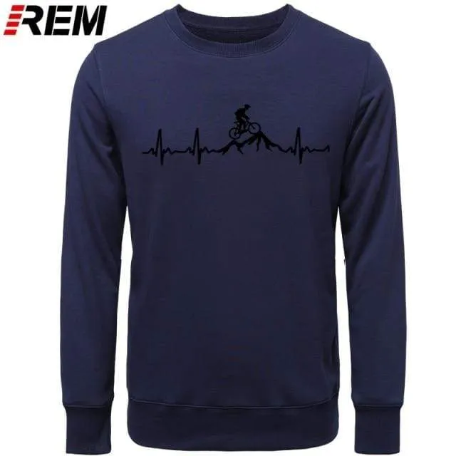 Hoodies Mountainbike Herzschlag Lustige MTB Dirt Bike Plus Benutzerdefinierte Langarm Herren Mode Familie Baumwolle Hoodies, Sweatshirts