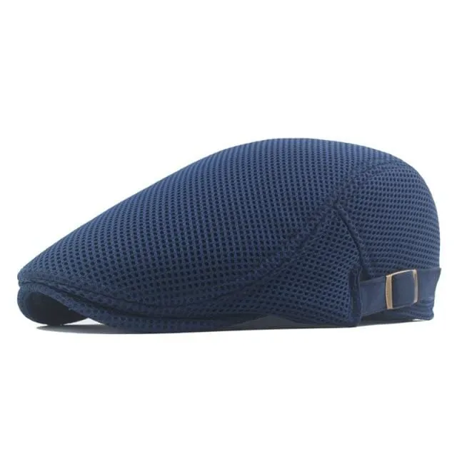 Sommer Herren Baskenmütze Einfarbig Hohl Mesh Cap Atmungsaktiv Einstellbar damen Sonnenhut