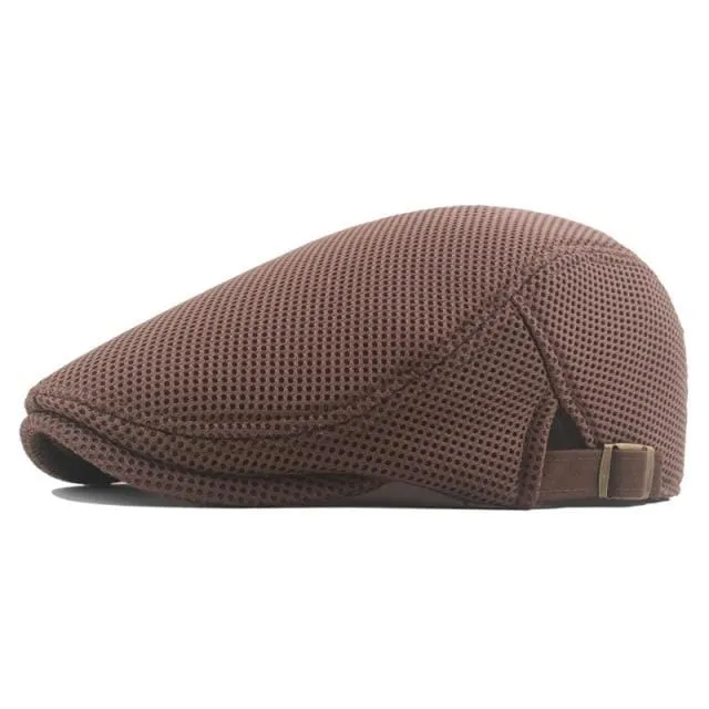 Sommer Herren Baskenmütze Einfarbig Hohl Mesh Cap Atmungsaktiv Einstellbar damen Sonnenhut