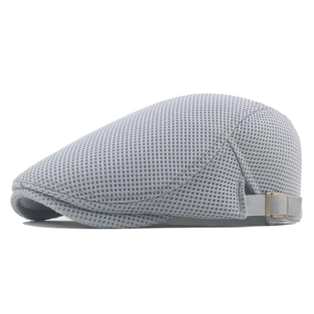 Sommer Herren Baskenmütze Einfarbig Hohl Mesh Cap Atmungsaktiv Einstellbar damen Sonnenhut